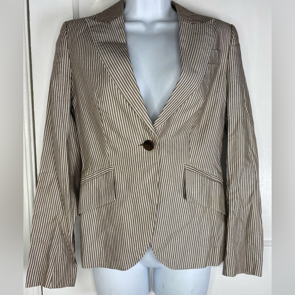 Zara Basic Beige Striped Blazer